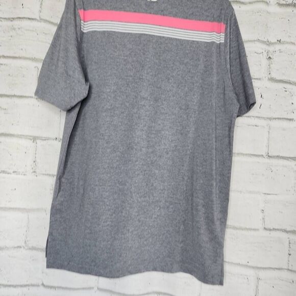 FootJoy Golf Mens Grey Striped Short Sleeve Athletic Fit Polo Shirt Medium Logo - Picture 8 of 11